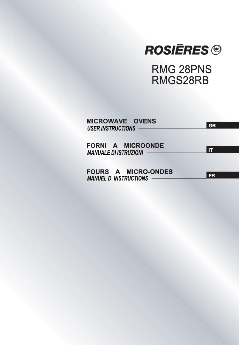 Page 1 de la notice Manuel utilisateur Rosieres RMGS28RB