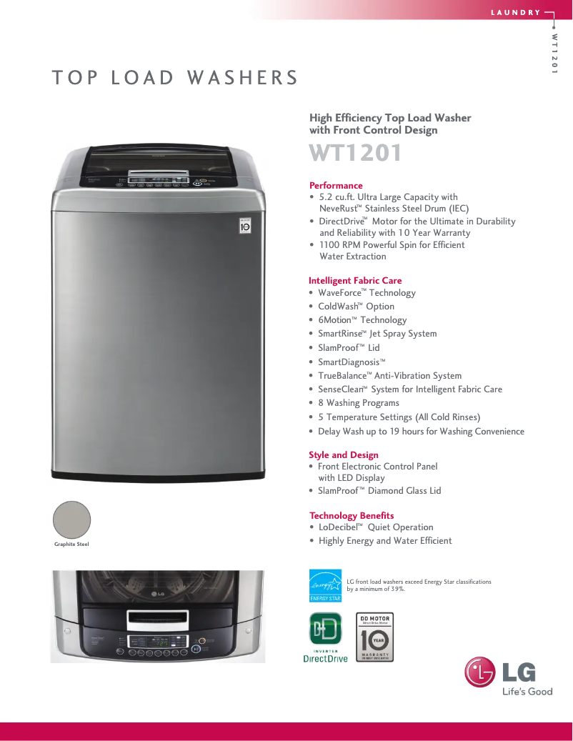 Page n°1 - Fiche technique LG WT1201CV