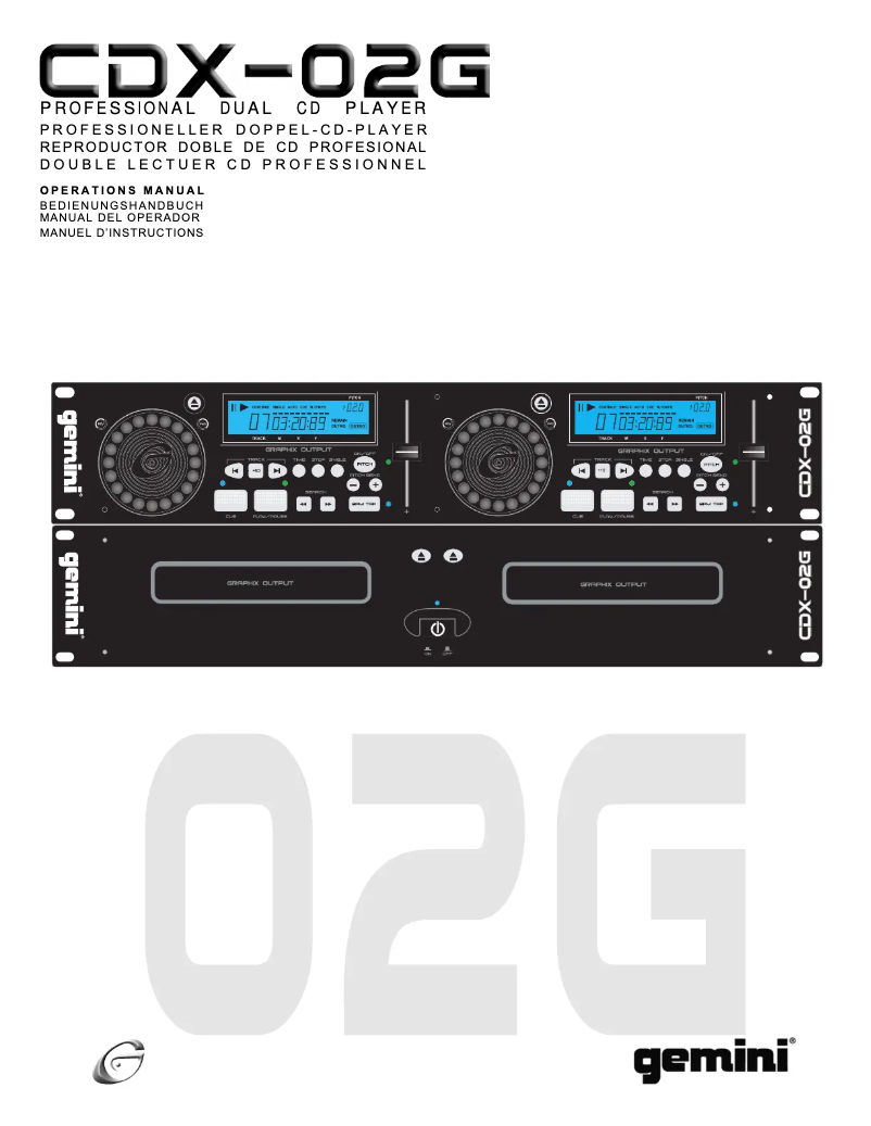 Page 1 de la notice Manuel utilisateur Gemini CDX-02G