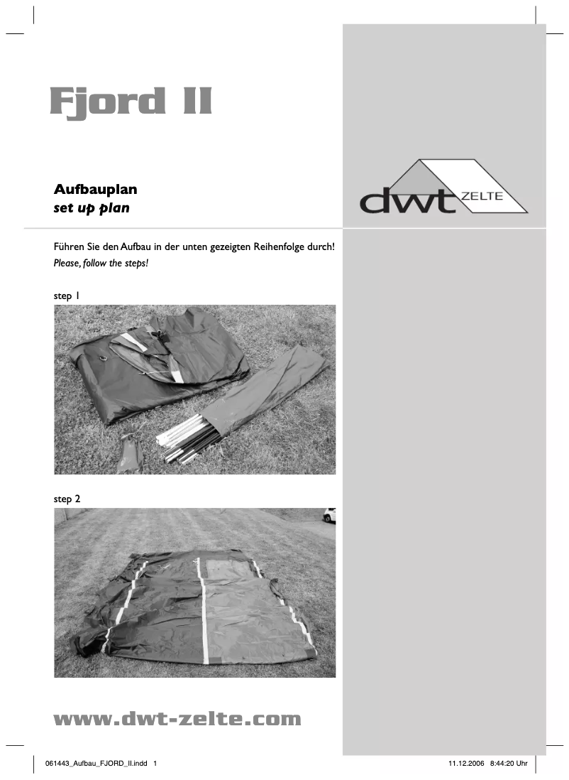 Page 1 de la notice Manuel utilisateur dwt-Zelte Fjord II