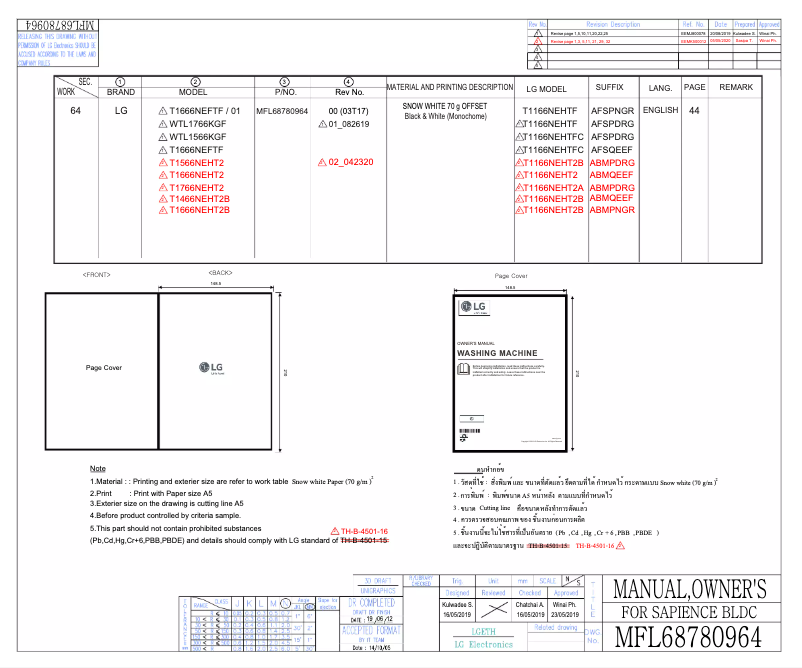 Page 1 de la notice Manuel utilisateur LG T1466NEHT2B