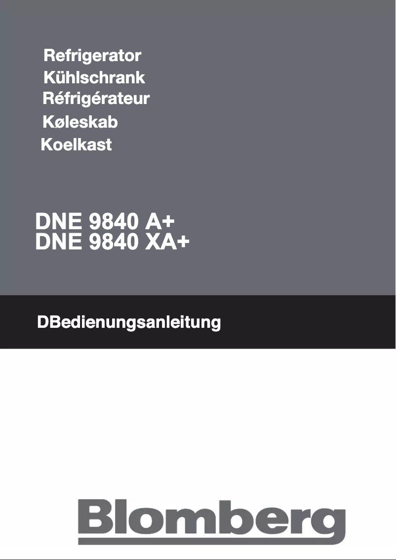 Page n°1 - Manuel utilisateur Blomberg DNE 9840 A