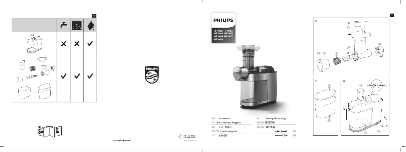 Image de la première page du manuel de l'appareil Avance Collection HR1949