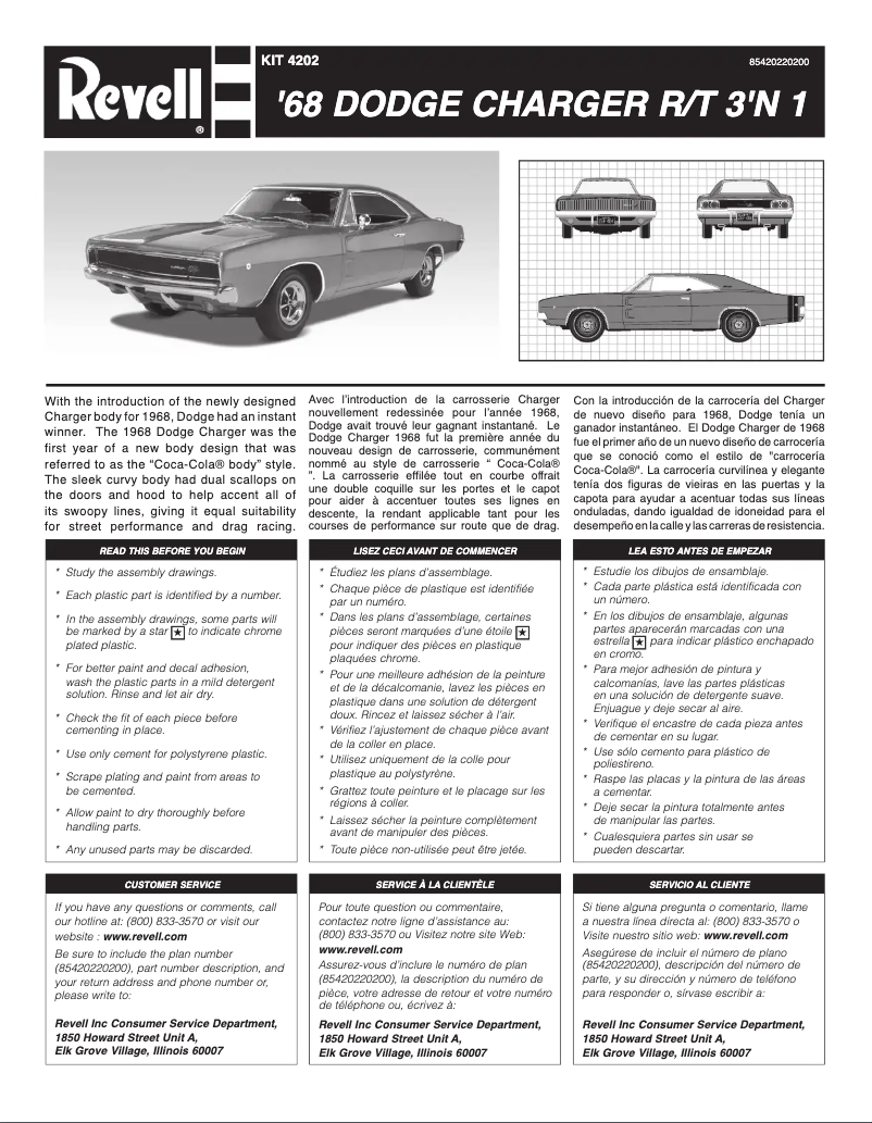 Page n°1 - Manuel utilisateur Revell '68 Dodge Charger