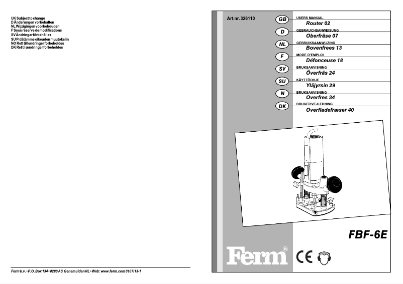 Page 1 de la notice Manuel utilisateur Ferm PRM1001