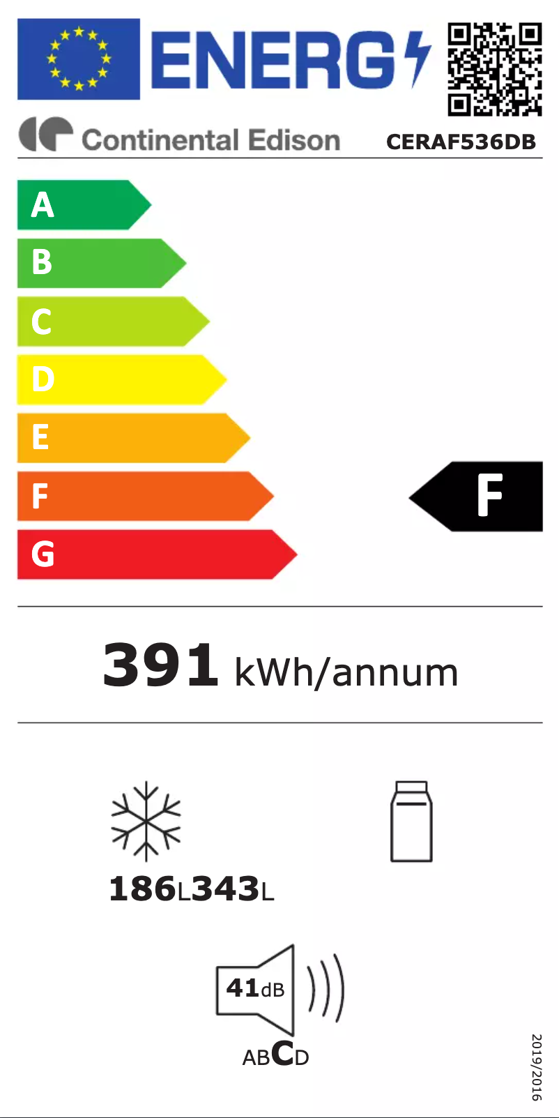 Page n°1 - Label énergétique Continental Edison CERAF536DB