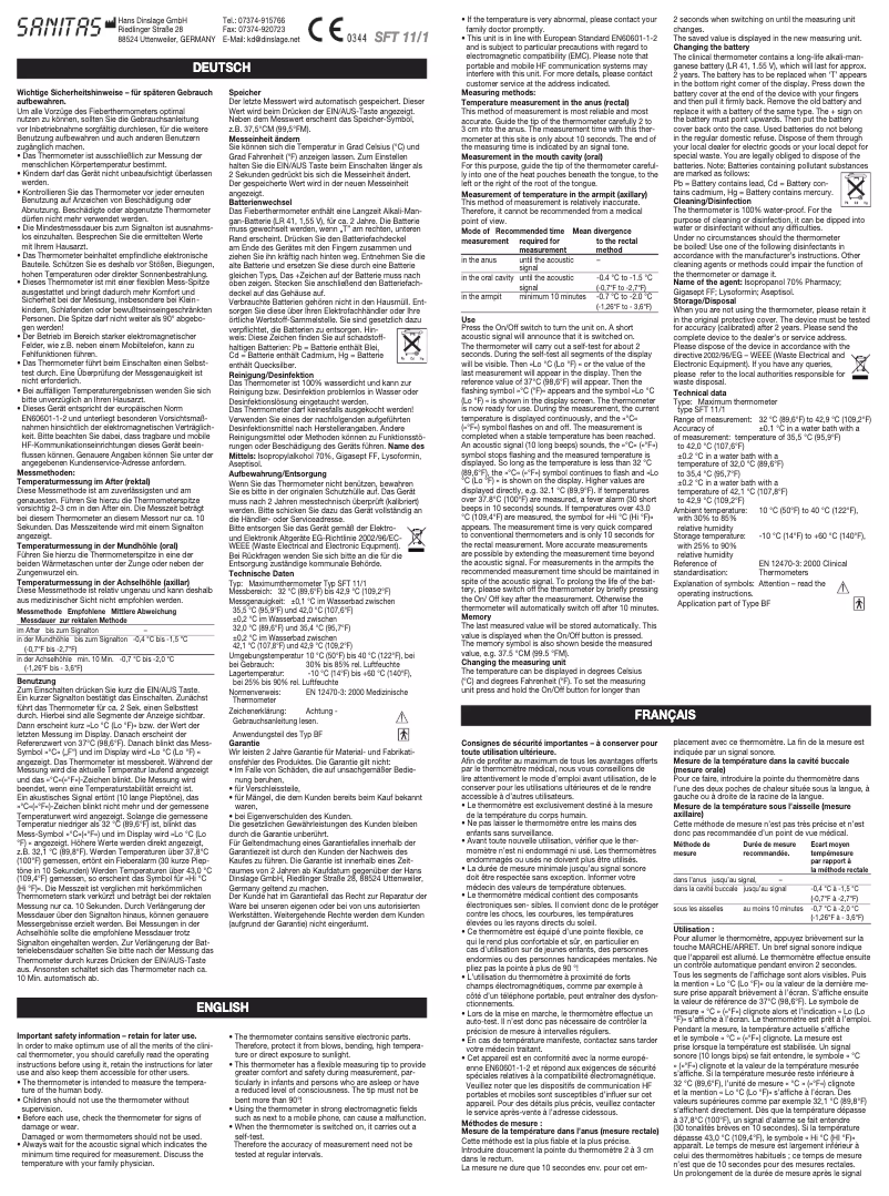 Page n°1 - Manuel utilisateur Topcom SFT 11