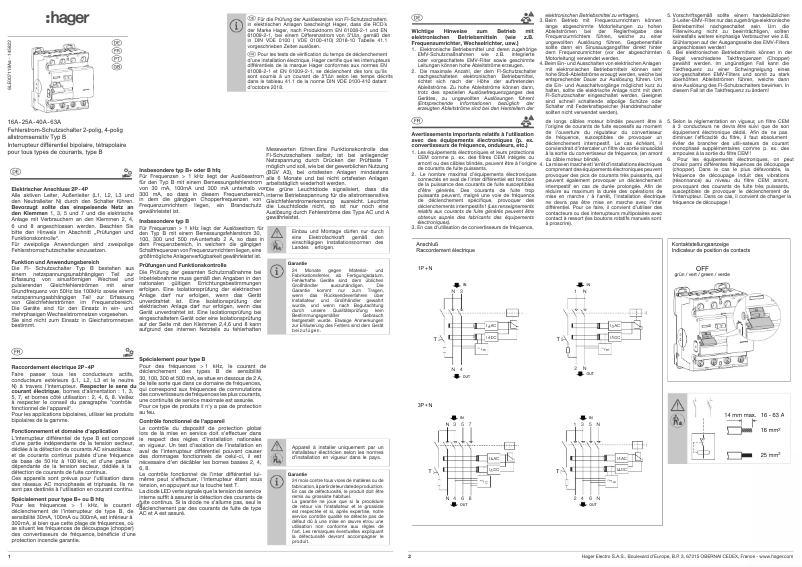Page 1 de la notice Guide d'installation Hager CDB663E