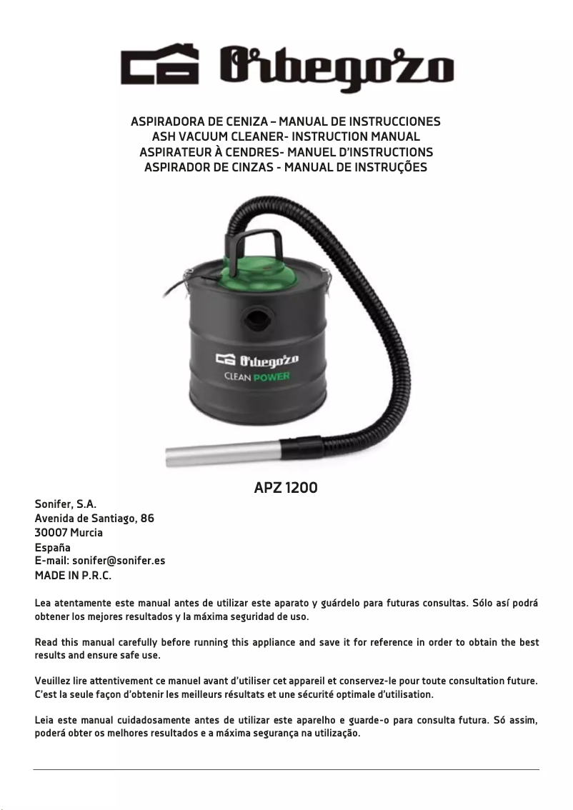 Page n°1 - Manuel utilisateur Orbegozo APZ 1200