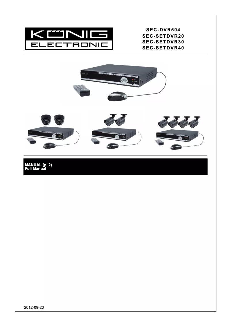 Image de la première page du manuel de l'appareil SEC-SETDVR30