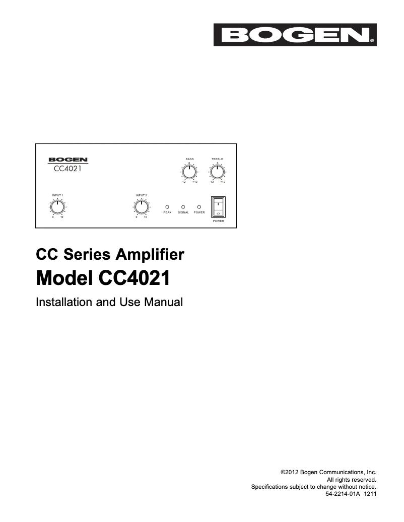 Page 1 de la notice Manuel utilisateur Bogen CC4021