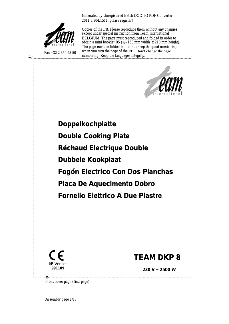 Image de la première page du manuel de l'appareil DKP 8