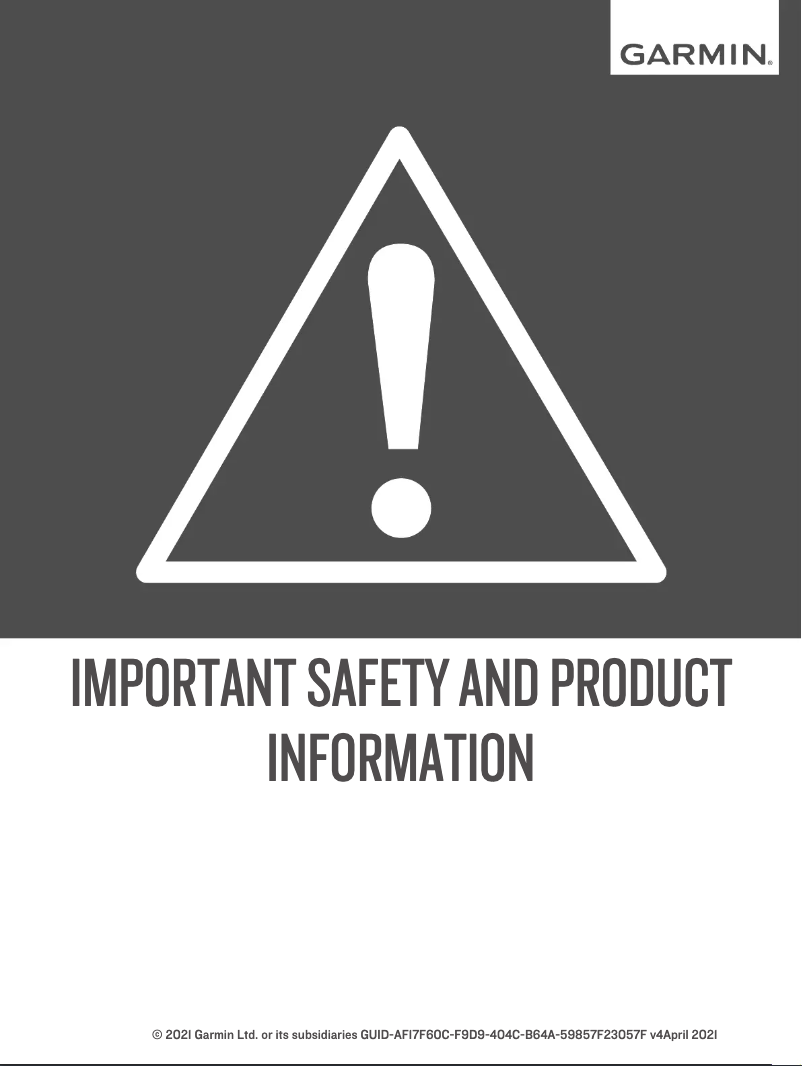 Page 1 de la notice Instructions de sécurité Garmin Vieo RV 51
