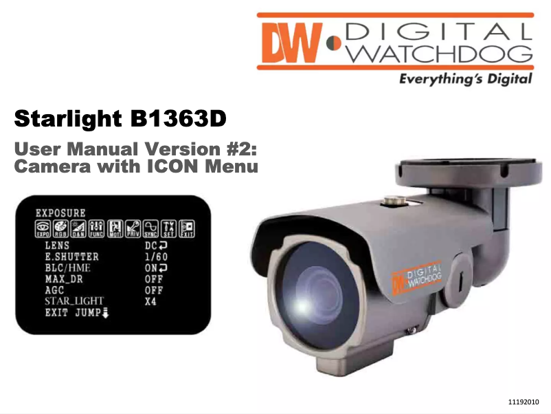 Page 1 de la notice Manuel utilisateur Digital Watchdog Star-Light DWC-B1363D