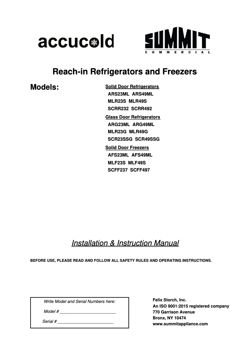 Image de la première page du manuel de l'appareil AFS49ML