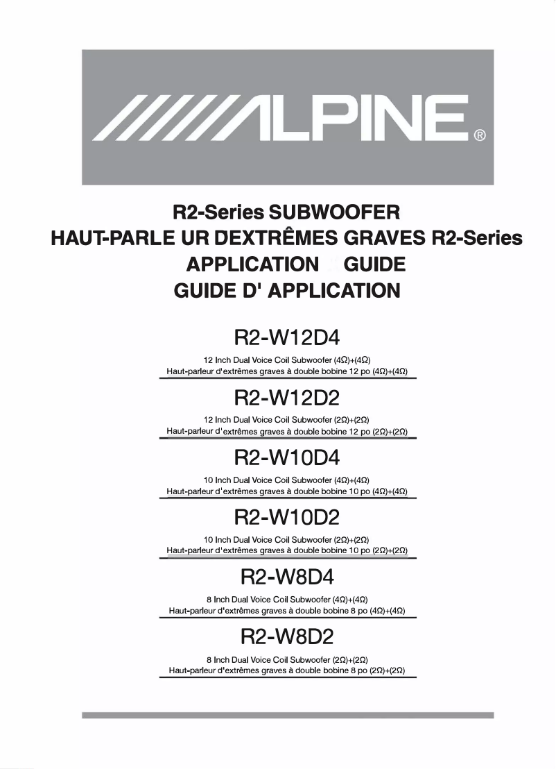 Page 1 de la notice Manuel utilisateur Alpine R2-W10D2