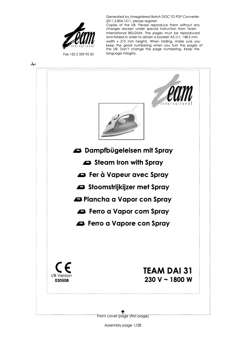 Page n°1 - Manuel utilisateur Team DAI 31