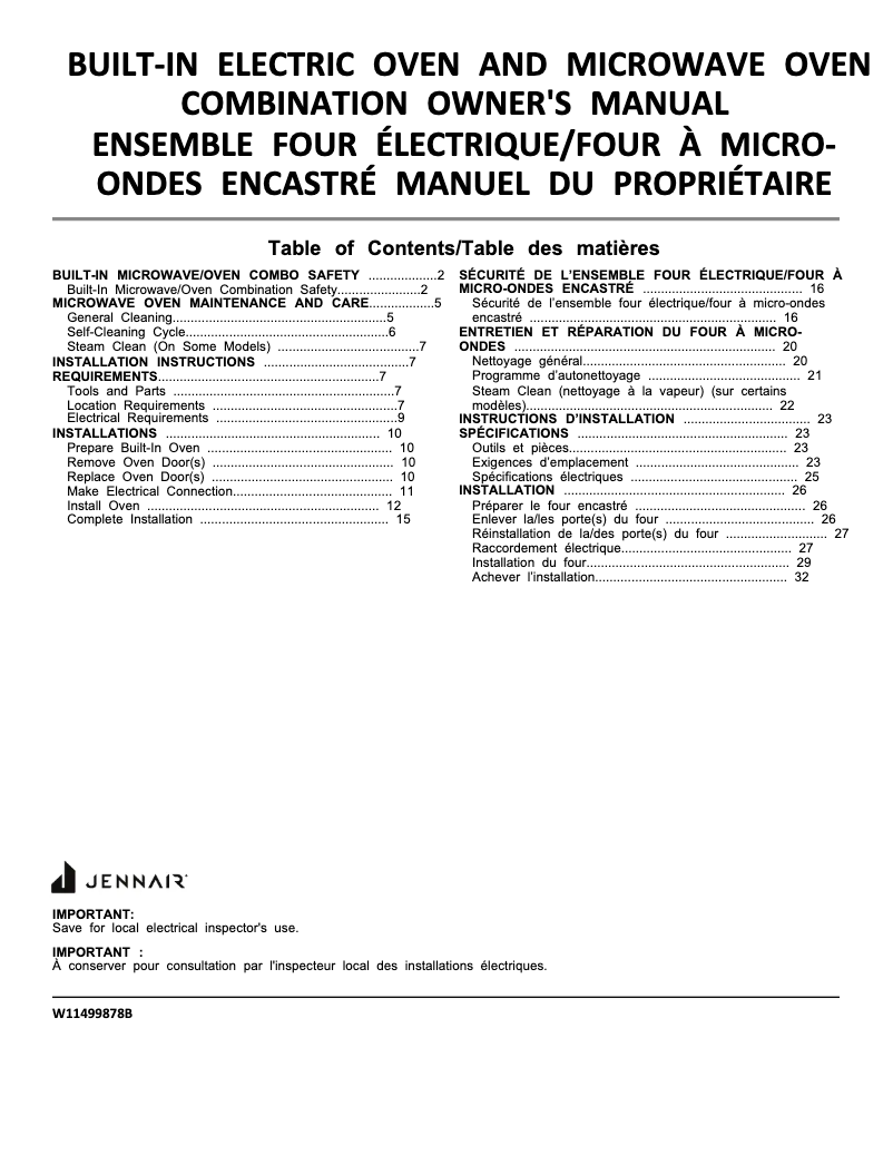 Page 1 de la notice Manuel utilisateur Jenn-Air JMW2430LL