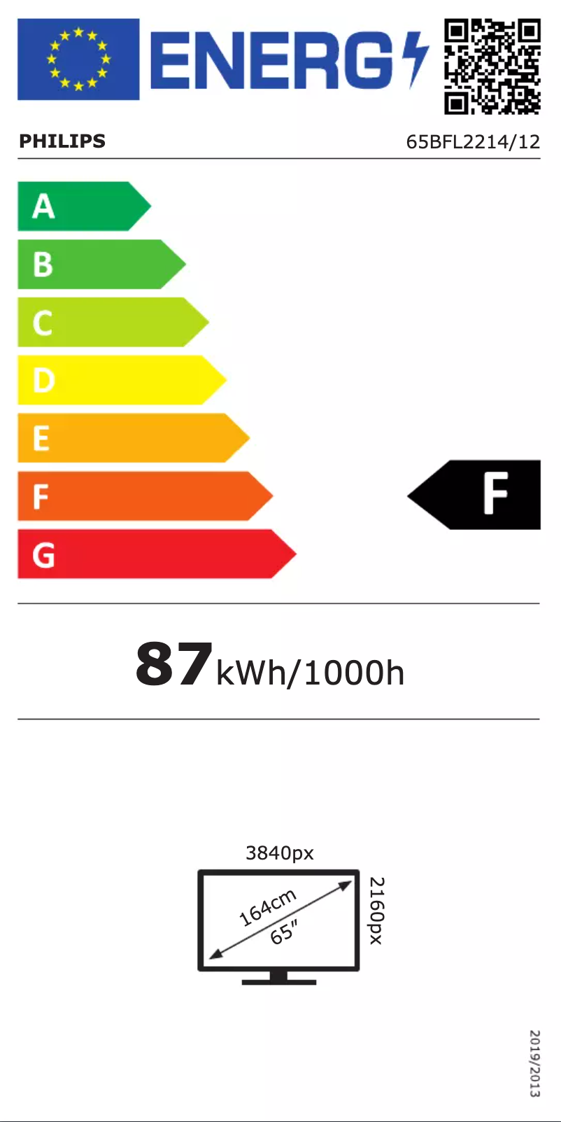 Page n°1 - Label énergétique Philips 65BFL2214