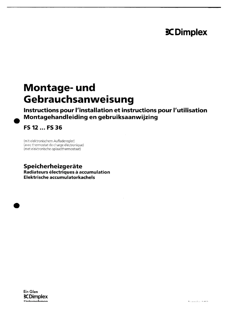 Page 1 de la notice Manuel utilisateur Dimplex FS 36