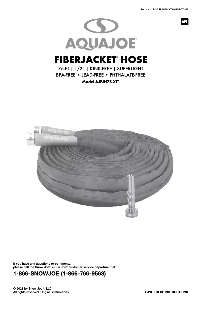 Page 1 of the manual User Manual Aqua Joe AJFJH75-XT1