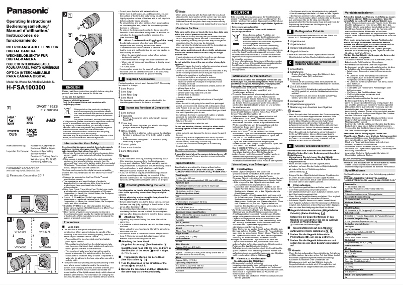 Página 1 del manual Manual de usuario Panasonic H-FSA100300