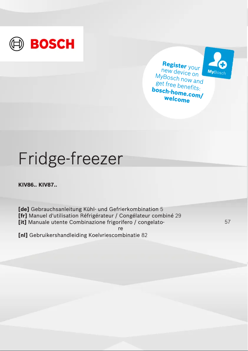 Page n°1 - Manuel utilisateur Bosch KIV86SFE0