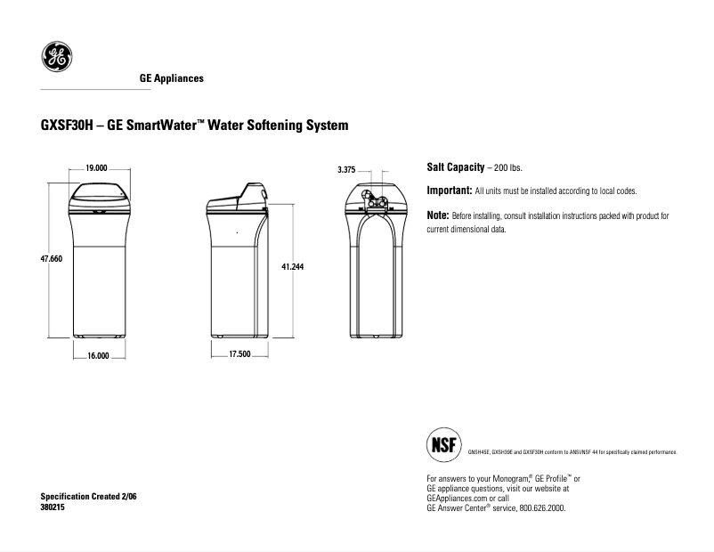 Image de la première page du manuel de l'appareil GXSF30H