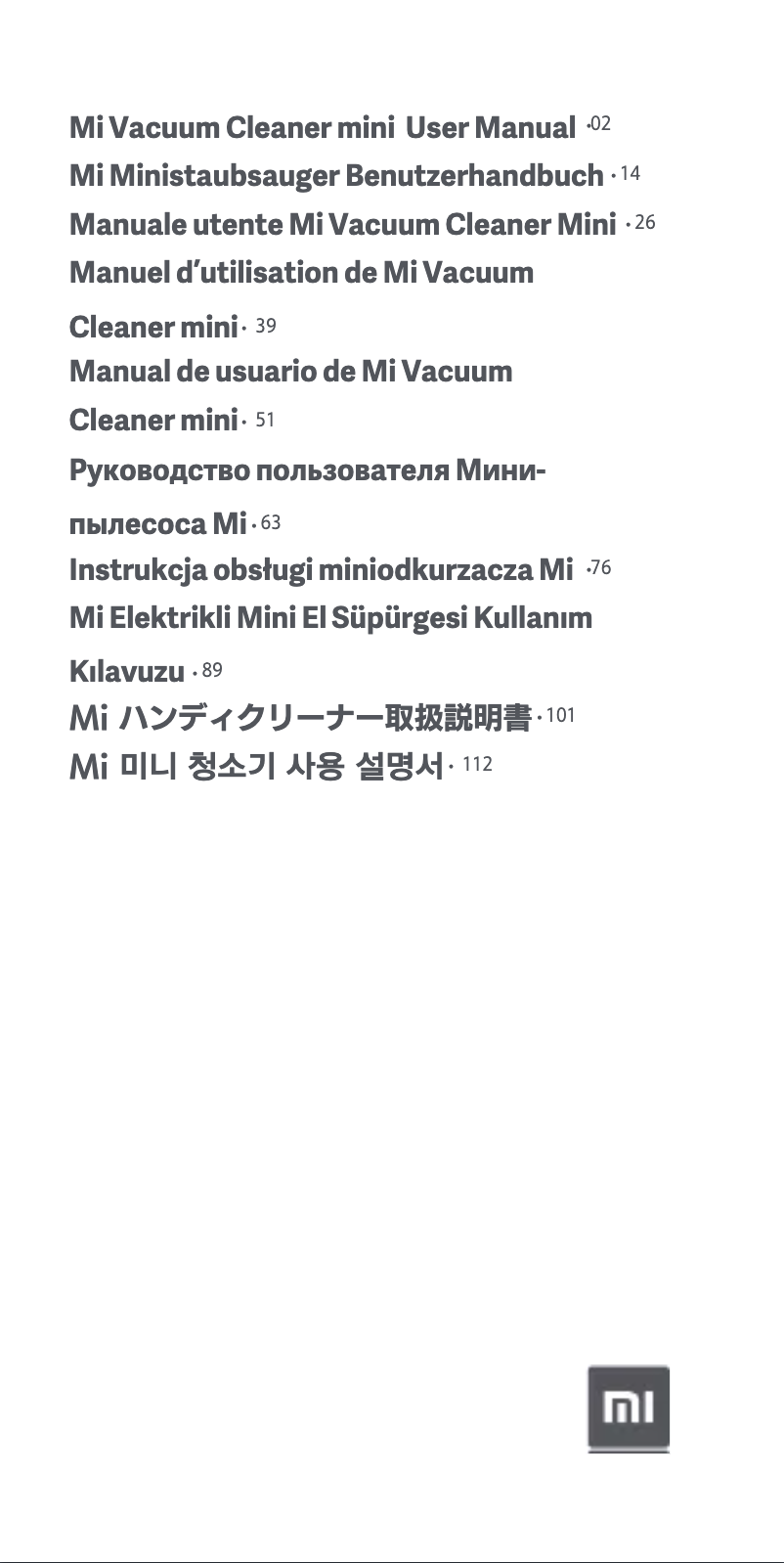 Image de la première page du manuel de l'appareil Mi Vacuum Cleaner mini