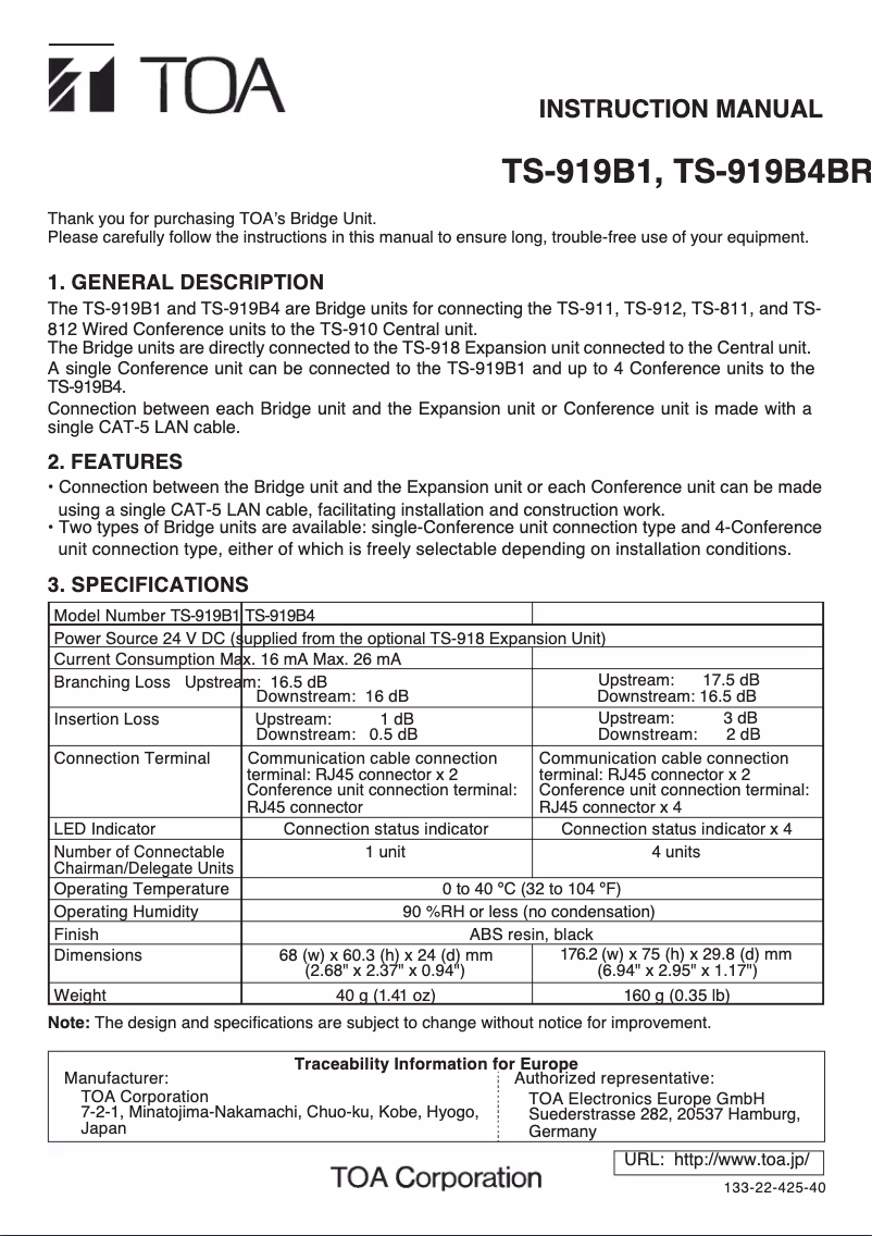 Image de la première page du manuel de l'appareil TS-919B4