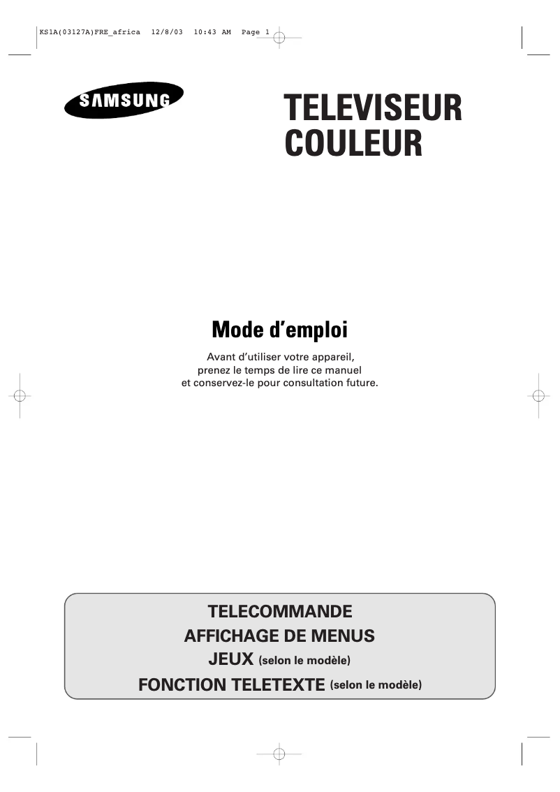 Image de la première page du manuel de l'appareil CS-15K10MJ