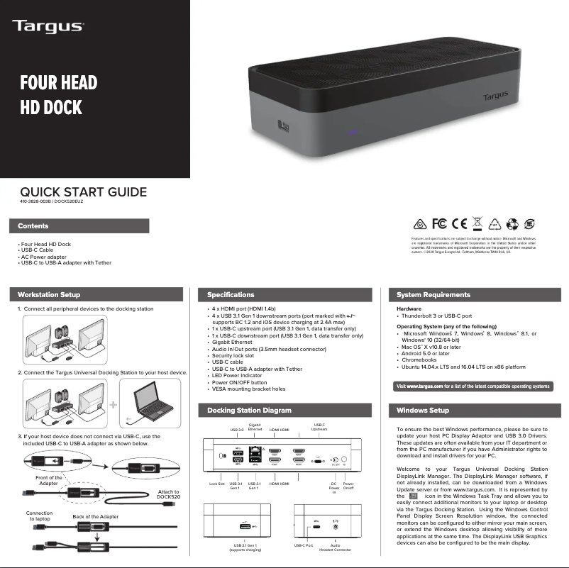Page n°1 - Manuel utilisateur Targus DOCK520EUZ