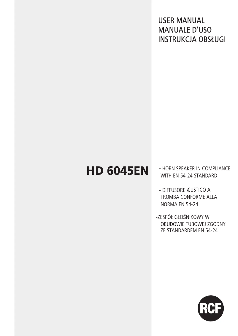 Página 1 del manual Manual de usuario RCF HD 6045EN