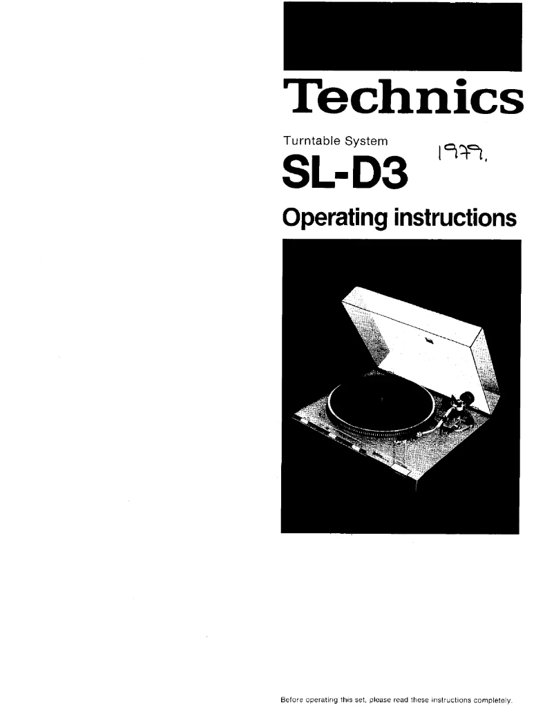 Page n°1 - Manuel utilisateur Technics SL-Q210
