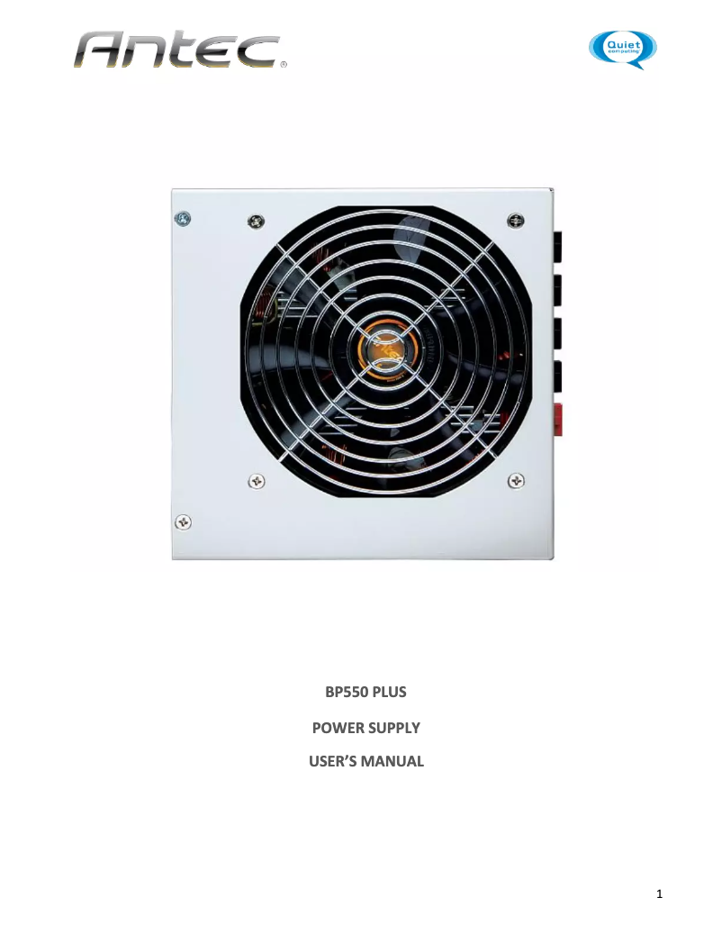 Page n°1 - Manuel utilisateur Antec BP550 Plus