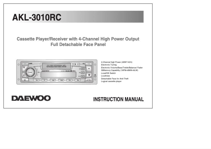 Image de la première page du manuel de l'appareil AKL-3010