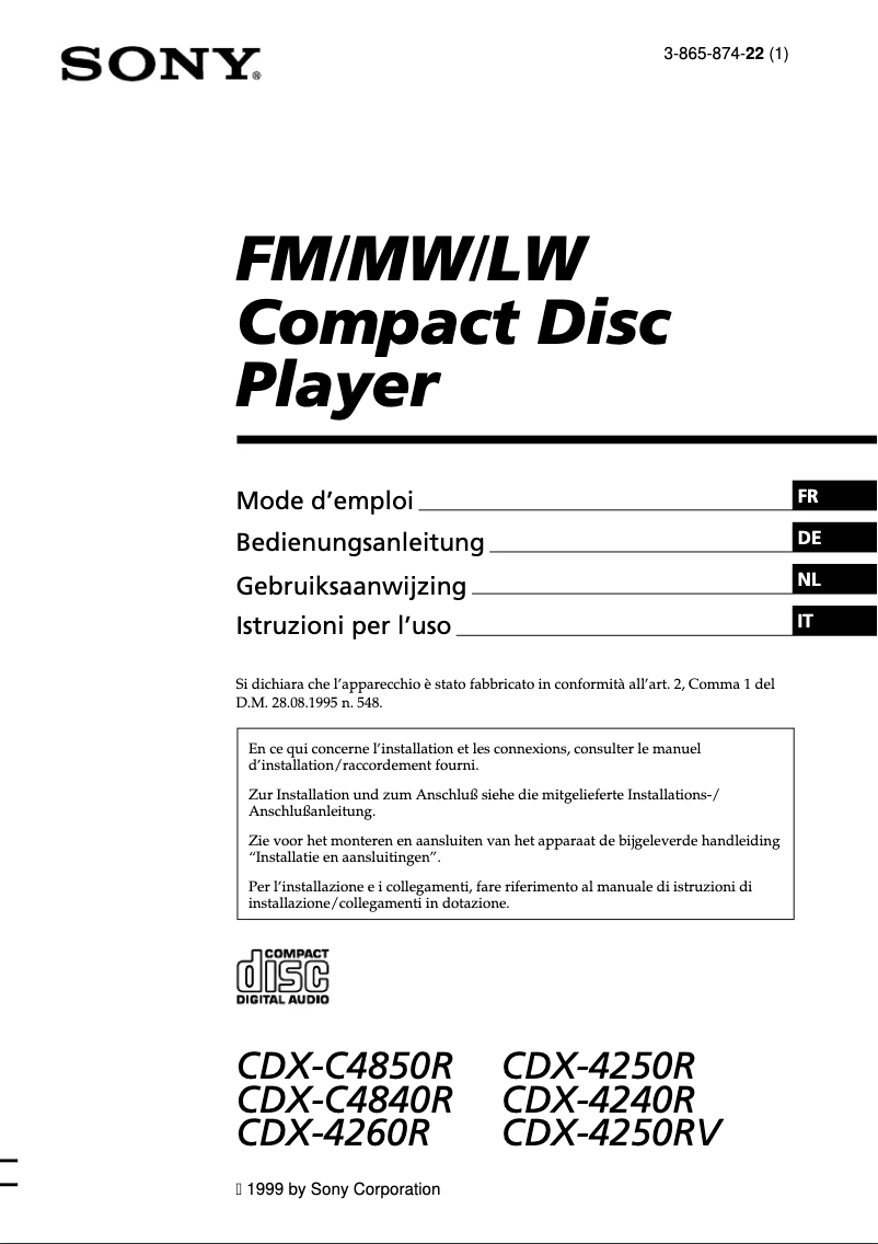 Image de la première page du manuel de l'appareil CDX-C4840R