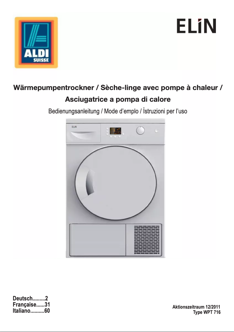 Image de la première page du manuel de l'appareil WPT 716