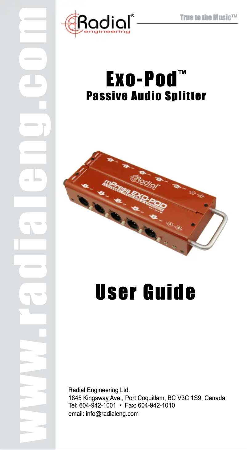 Page 1 de la notice Manuel utilisateur Radial Engineering mPress Exo-Pod
