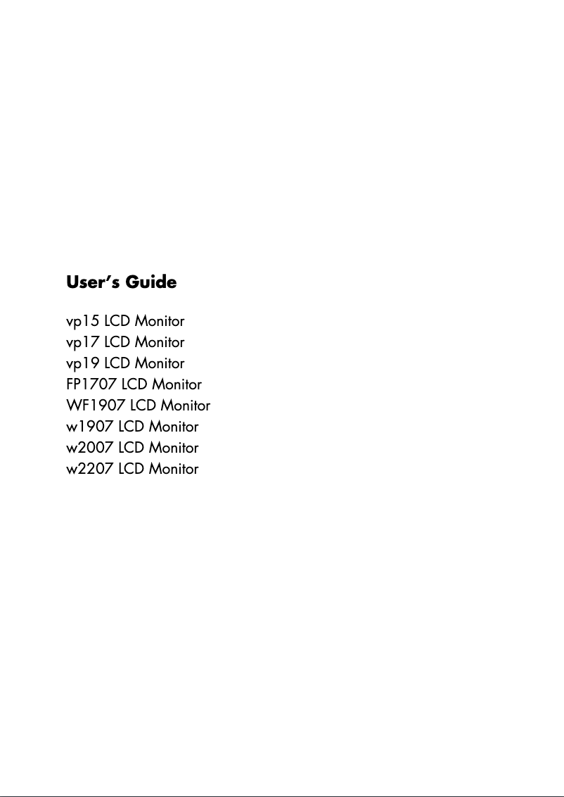 Page n°1 - Manuel utilisateur HP W2207