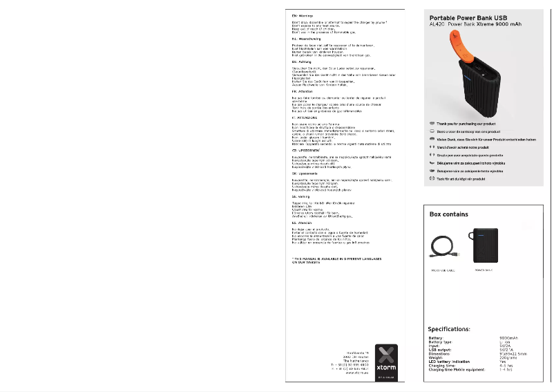 Page 1 of the manual User Manual Xtorm Extreme AL420