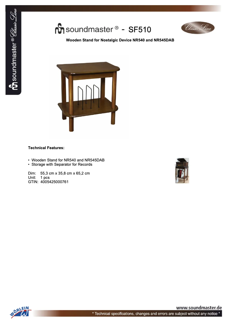 Page 1 de la notice Manuel utilisateur Soundmaster SF510