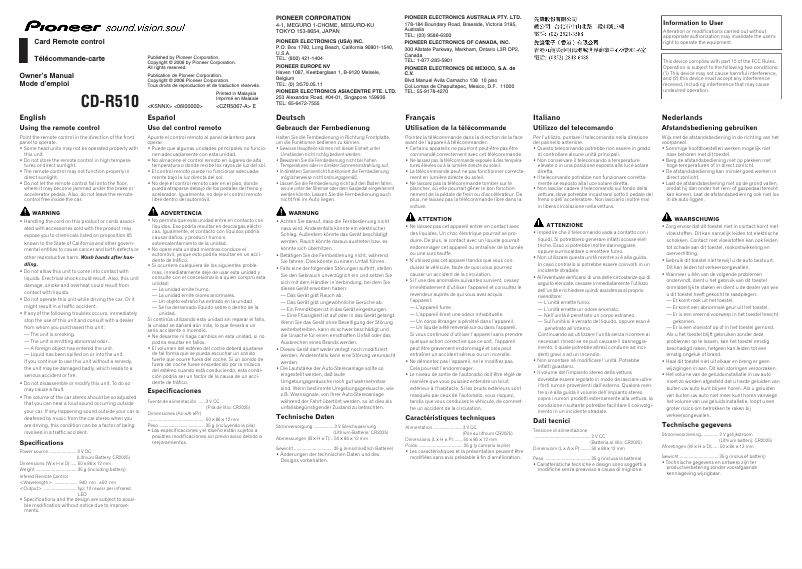 Image de la première page du manuel de l'appareil CD-R510