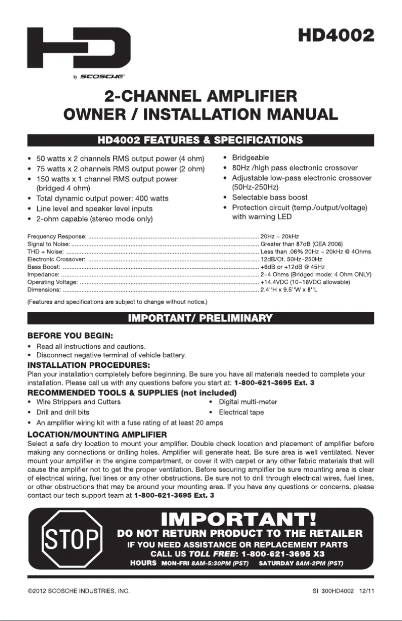 Image de la première page du manuel de l'appareil HDA4002