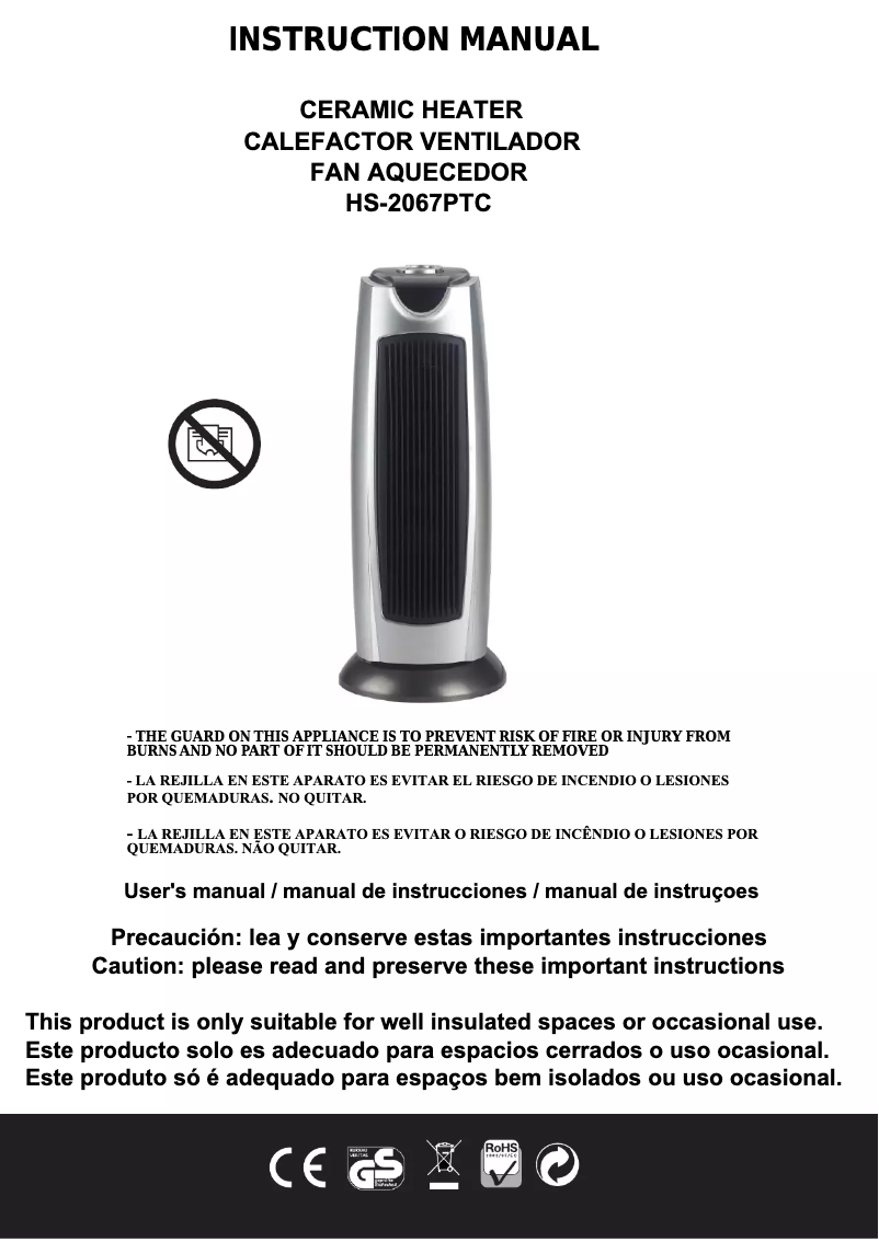 Page 1 de la notice Manuel utilisateur Infiniton HS-2067PTC