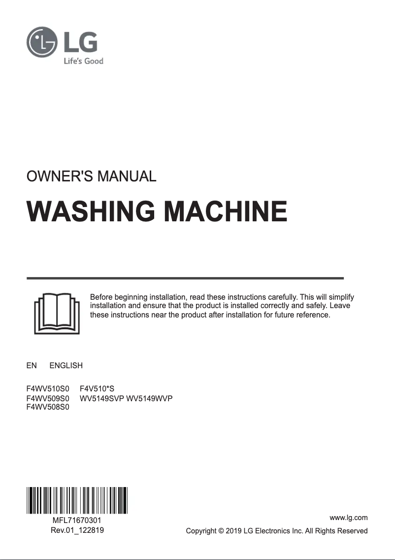 Page 1 de la notice Manuel utilisateur LG WV5149SVP