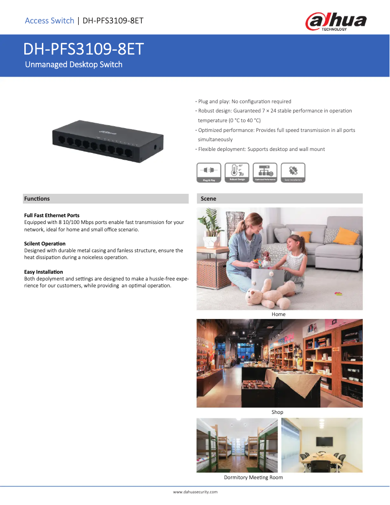 Page n°1 - Fiche technique Dahua Technology PFS3109-8ET