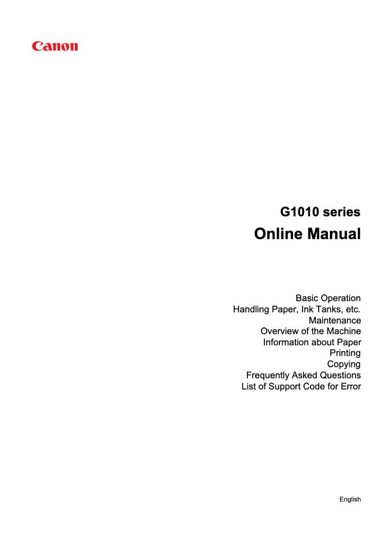 Image de la première page du manuel de l'appareil PIXMA G1110