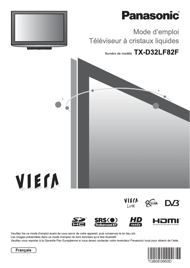 Page 1 de la notice Manuel utilisateur Panasonic Viera TX-D32LF82F