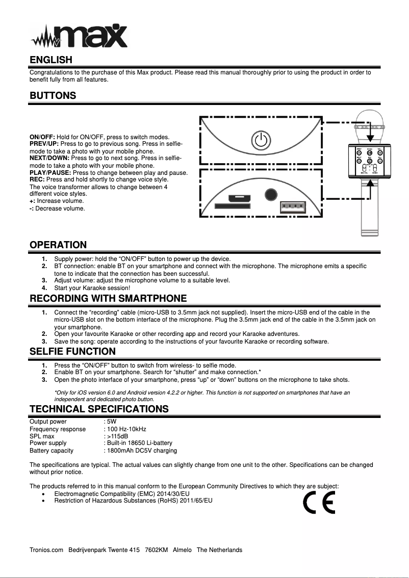 Page 1 de la notice Manuel utilisateur MAX KM10B